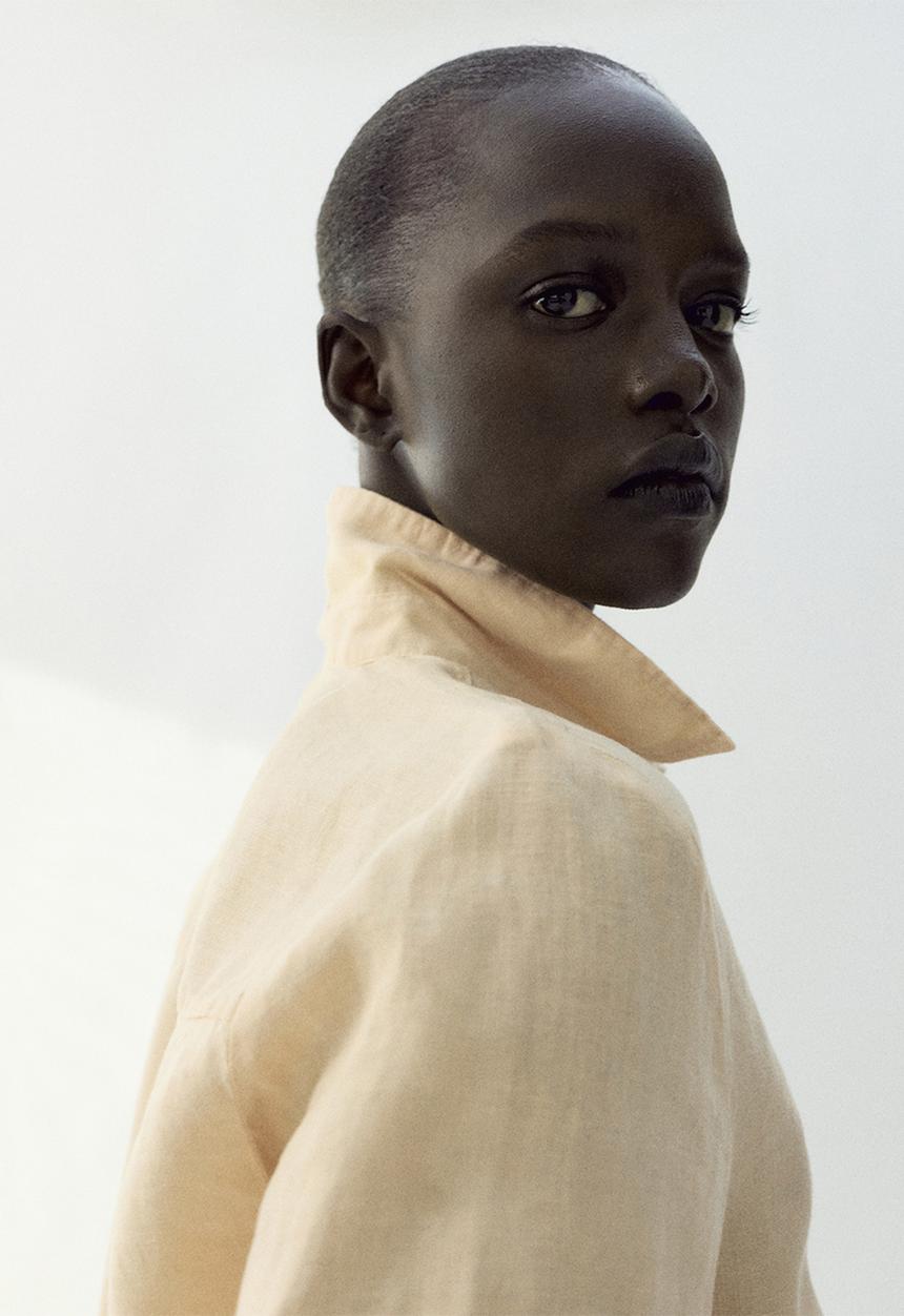 MANGO - Shirt lino - light pastel yellow