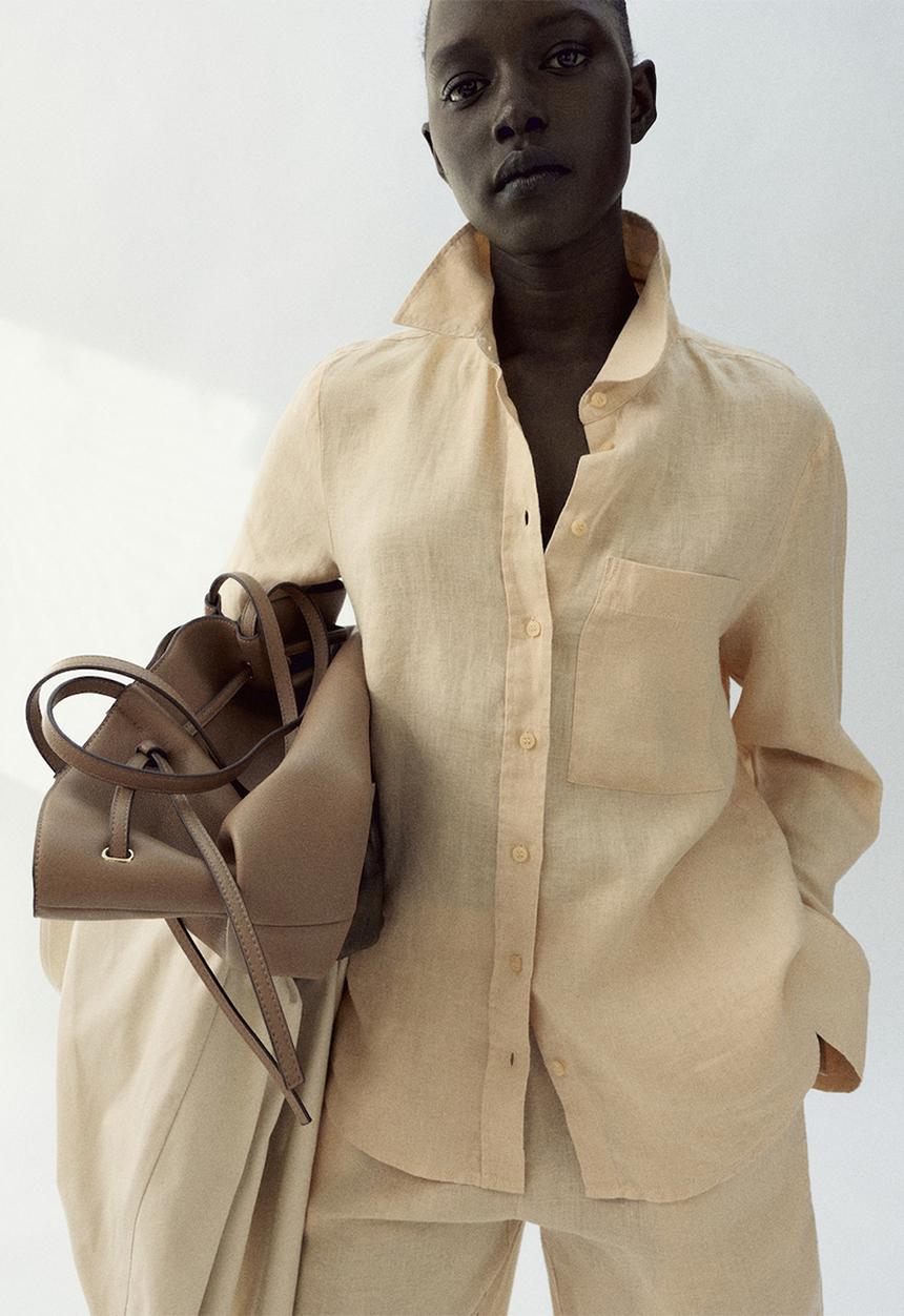 MANGO - Shirt lino - light pastel yellow