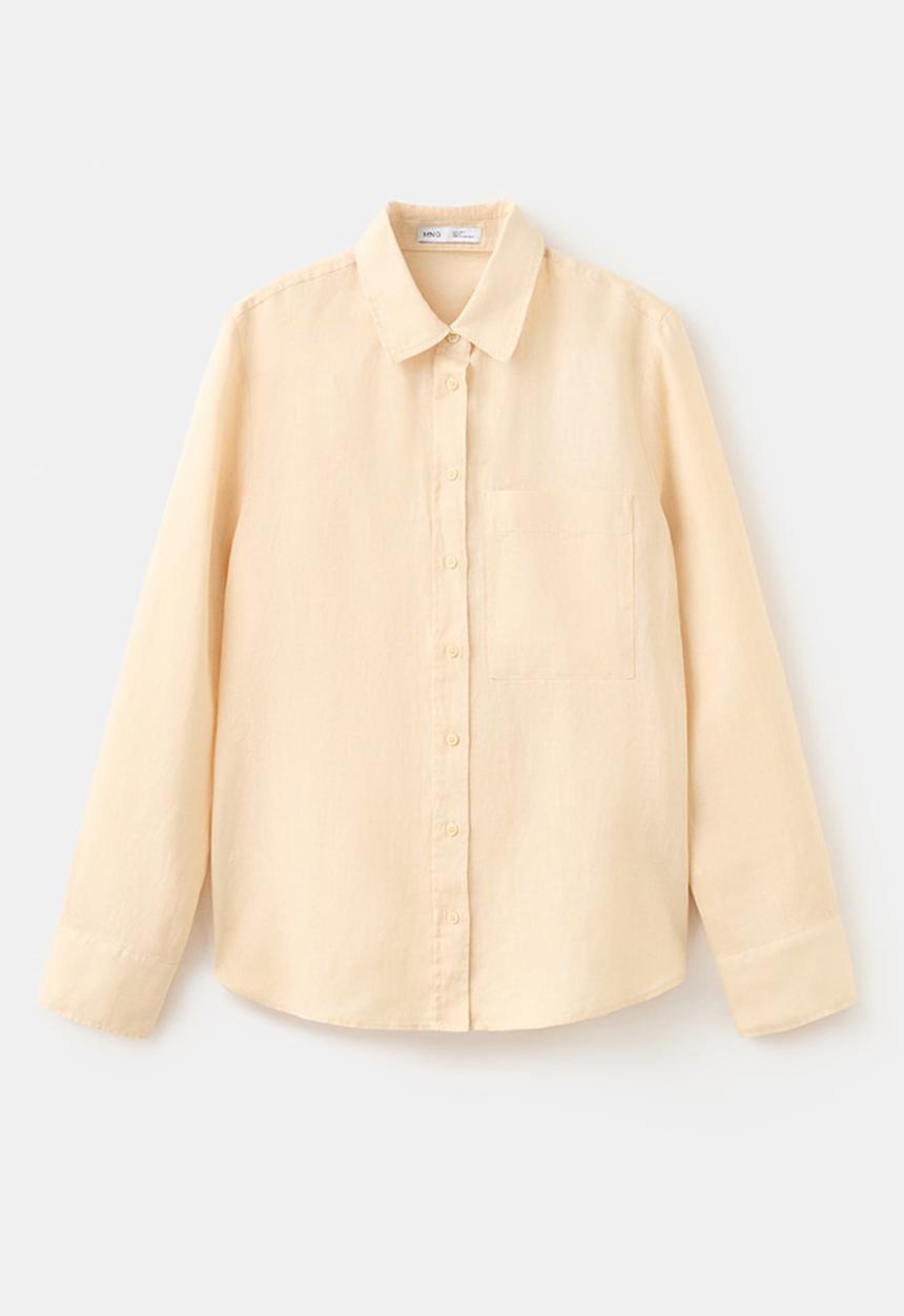 MANGO - Shirt lino - light pastel yellow
