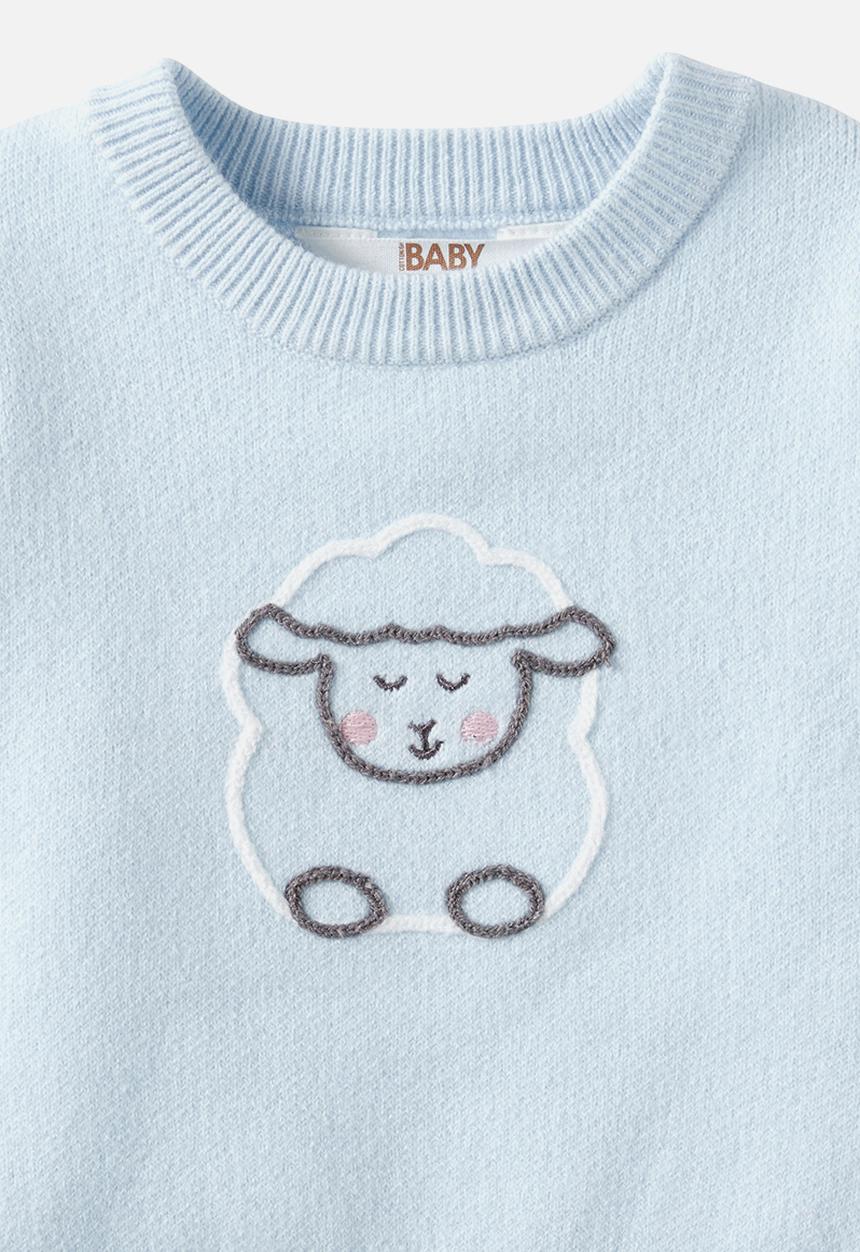 Cotton On - Organic Knit Sweater - Blue Whispers/Sheep
