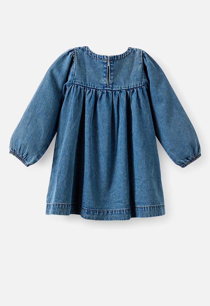 Cotton On - Long sleeve Denim Yoke dress - Blue Haven Mid Blue
