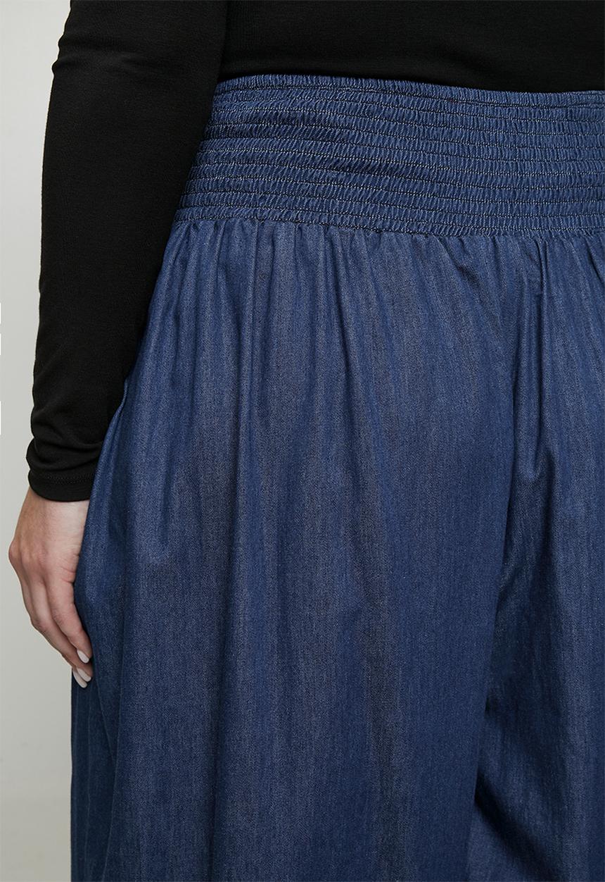 Me&B - Plus Balloon Drawstring Denim Pants - Blue