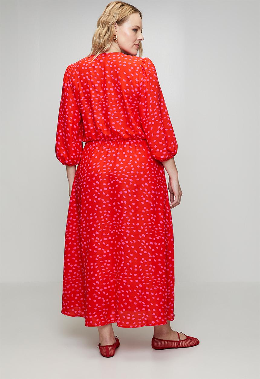 Me&B - Plus Confetti Wrap Dress - Red