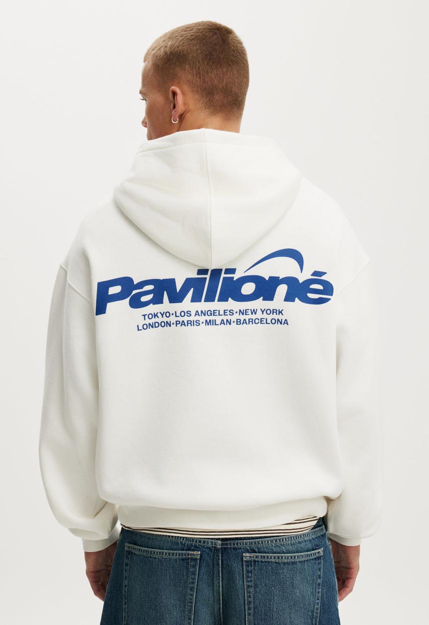 Cotton On - Box Fit Graphic Hoodie - Vintage White / Pavilione