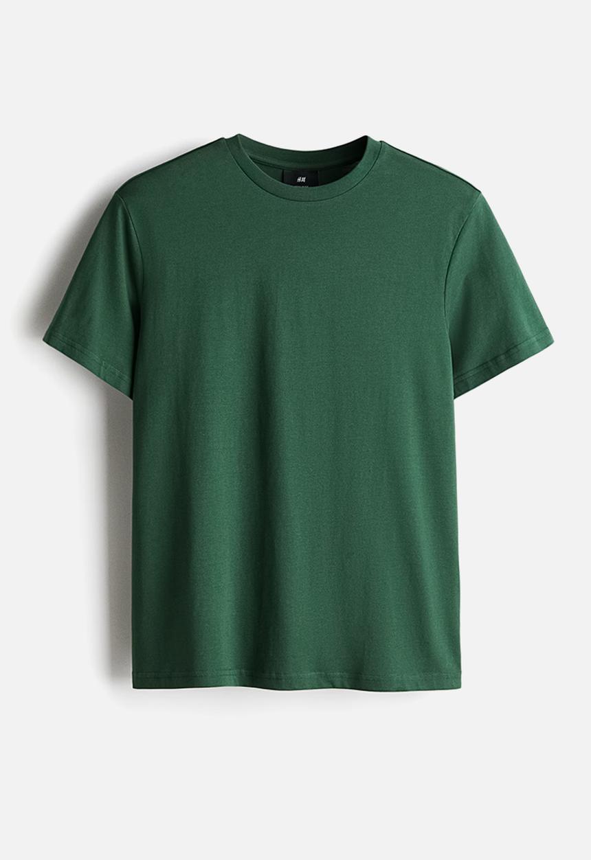 H&M - Regular fit round-neck T-shirt - dark green
