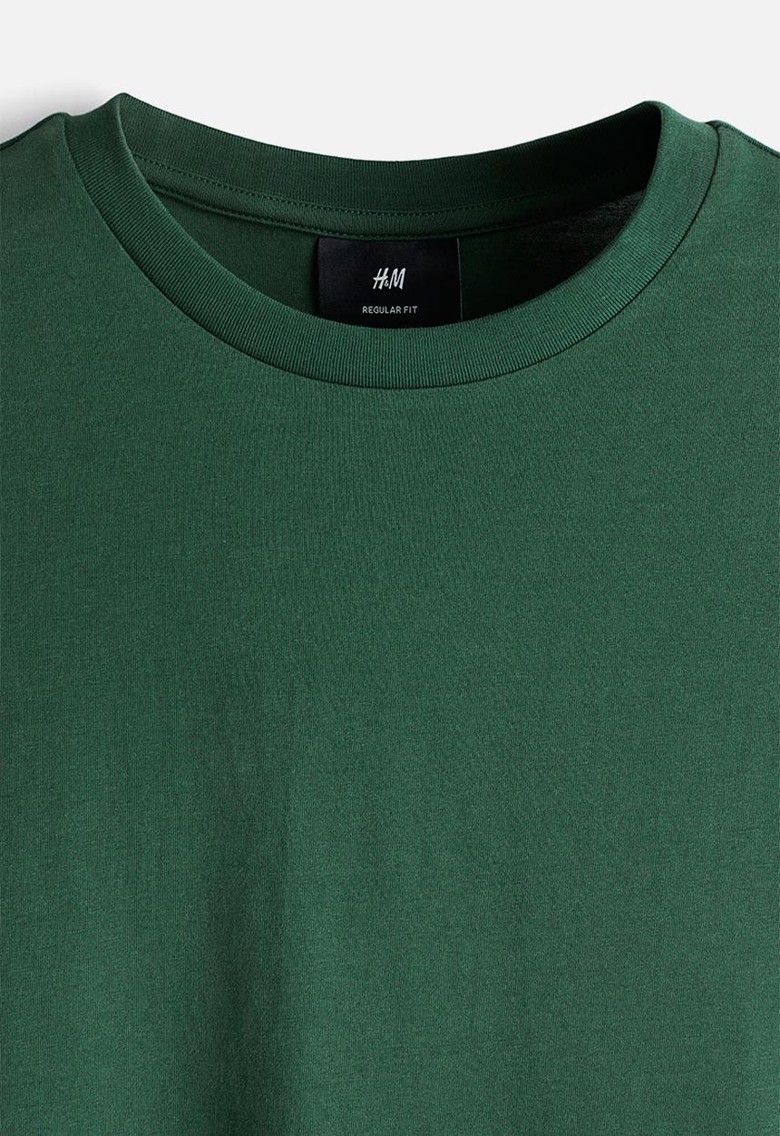 H&M - Regular fit round-neck T-shirt - dark green