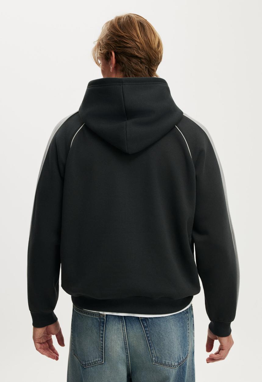 Cotton On - Box Fit Graphic Hoodie - Washed Black / Slate Stone