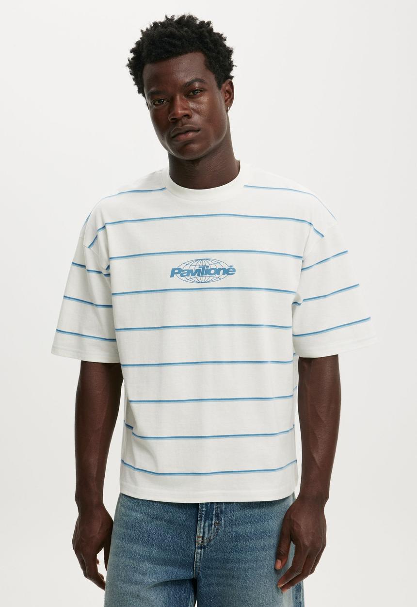 Cotton On - Cropped Fit Graphic T-Shirt - Vintage White/Striped Pavilione