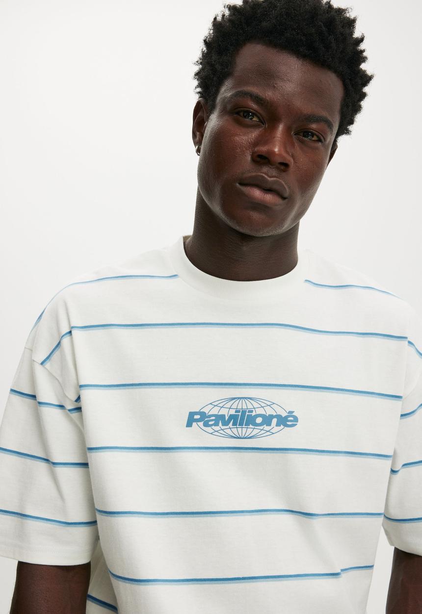 Cotton On - Cropped Fit Graphic T-Shirt - Vintage White/Striped Pavilione