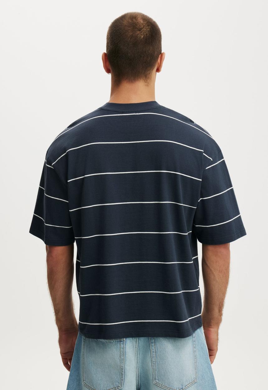 Cotton On - Cropped Fit Graphic T-Shirt - Midnight Blue/Open Stripe 2Ndstar