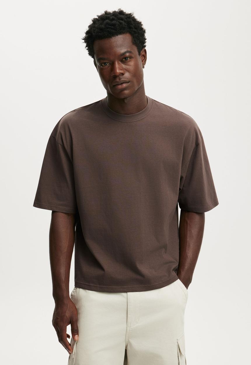 Cropped Fit T-Shirt - Washed Chocolate 1