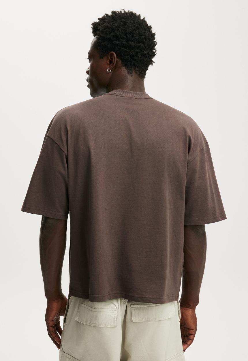 Cotton On - Cropped Fit T-Shirt - Washed Chocolate
