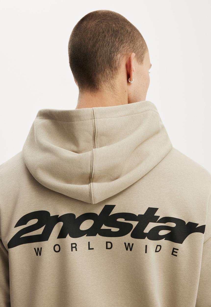 Cotton On - Box Fit Graphic Hoodie - Frosted Honey / Pavilione