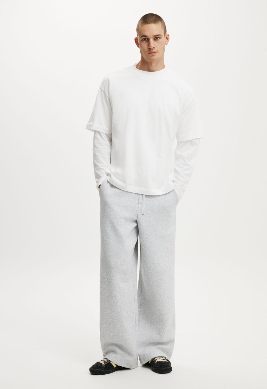 Super Baggy Track Pant- Grey Marle