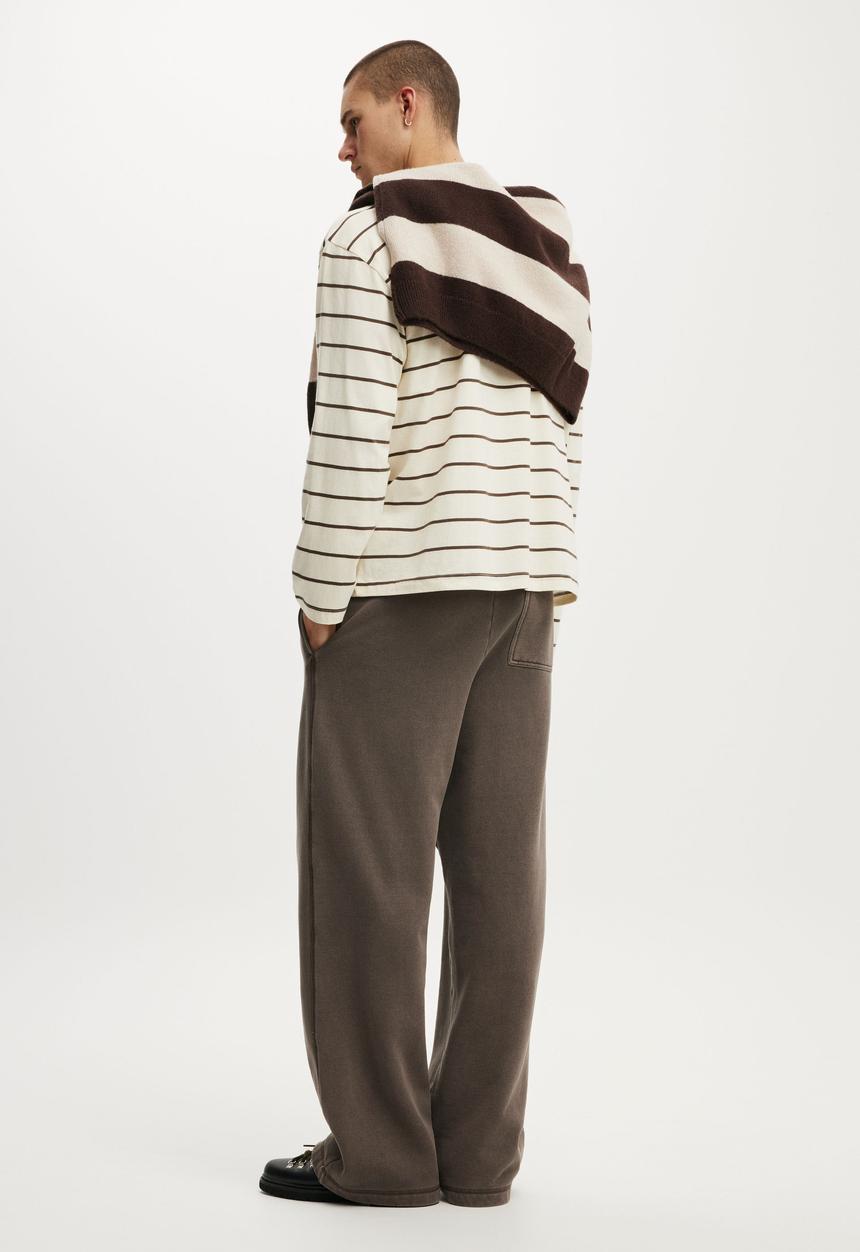 Cotton On - Super Baggy Track Pant - Washed Chocolate Wash