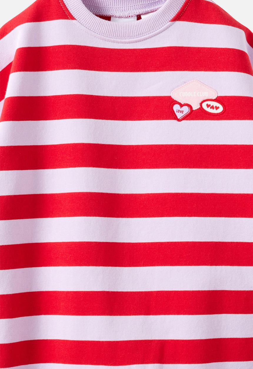 Cotton On - Casey Oversized All In One - Varsity Red/Vintage Lilac Cuddle Club