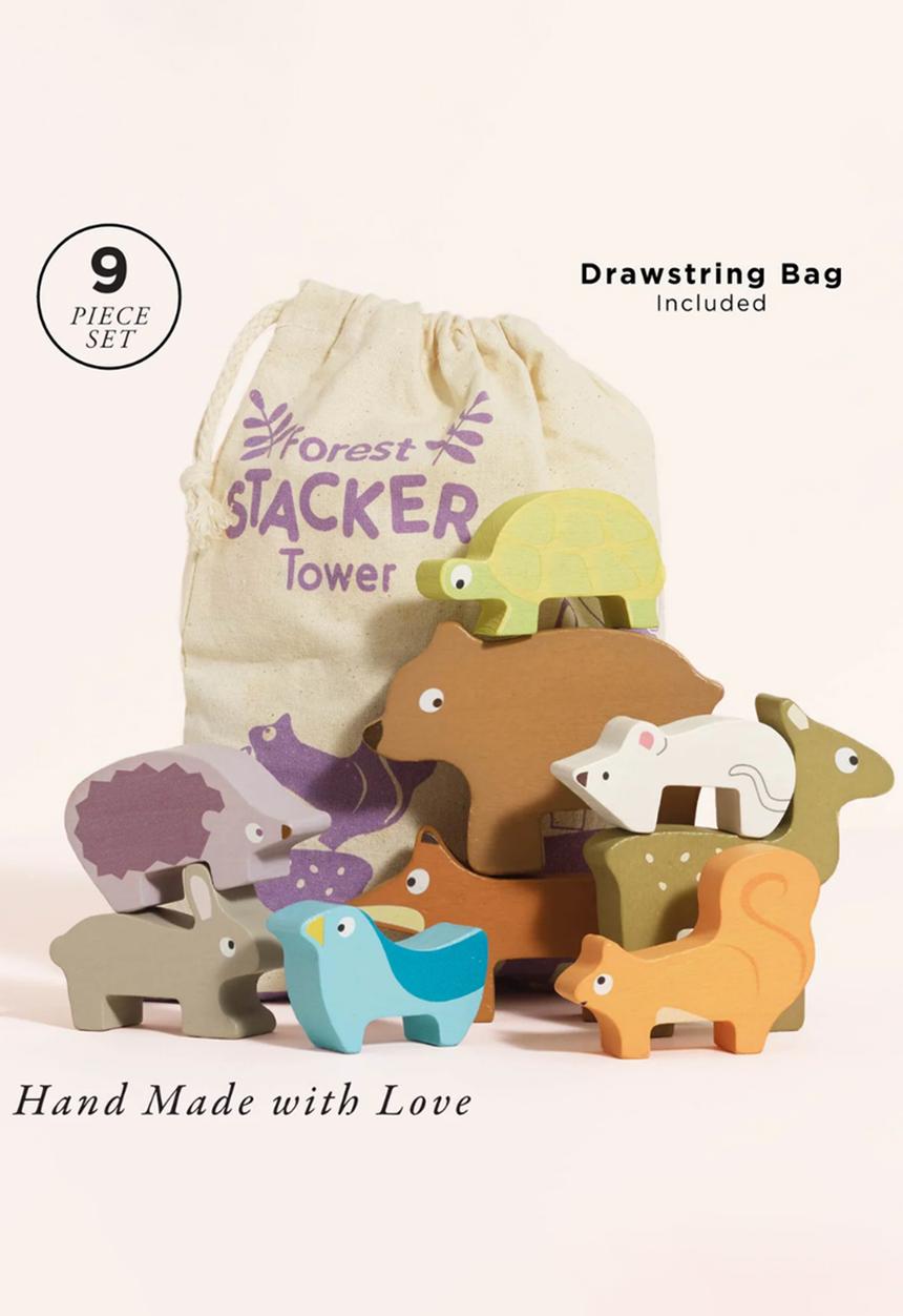 Le Toy Van - Wooden Woodland Stacking Forest Animals & Bag 10pcs - multi