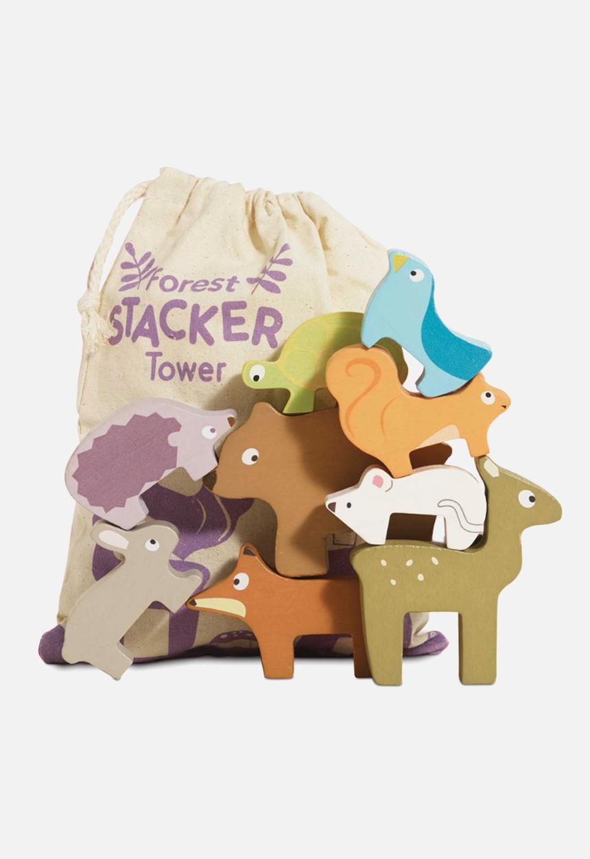 Le Toy Van - Wooden Woodland Stacking Forest Animals & Bag 10pcs - multi