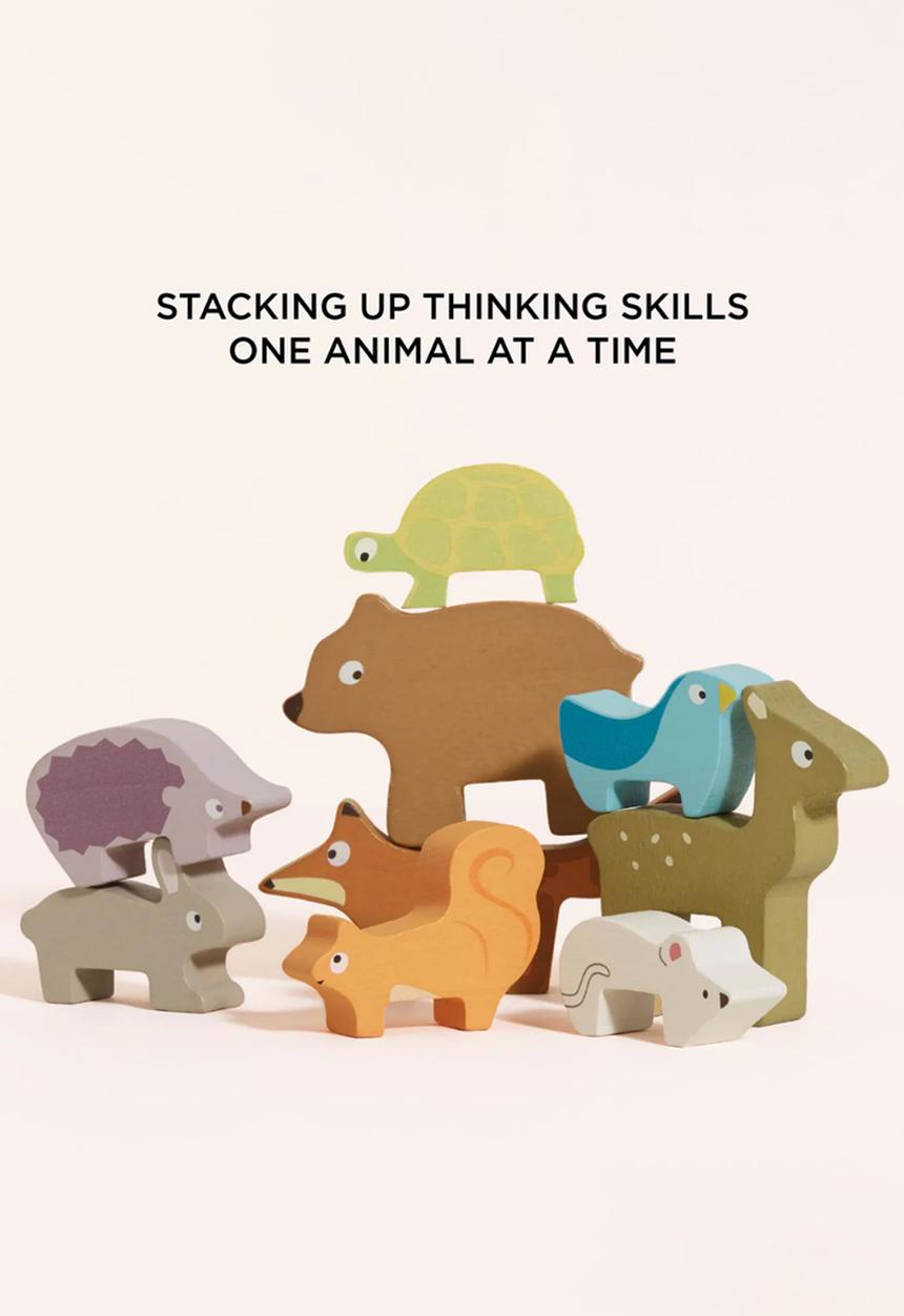 Le Toy Van - Wooden Woodland Stacking Forest Animals & Bag 10pcs - multi