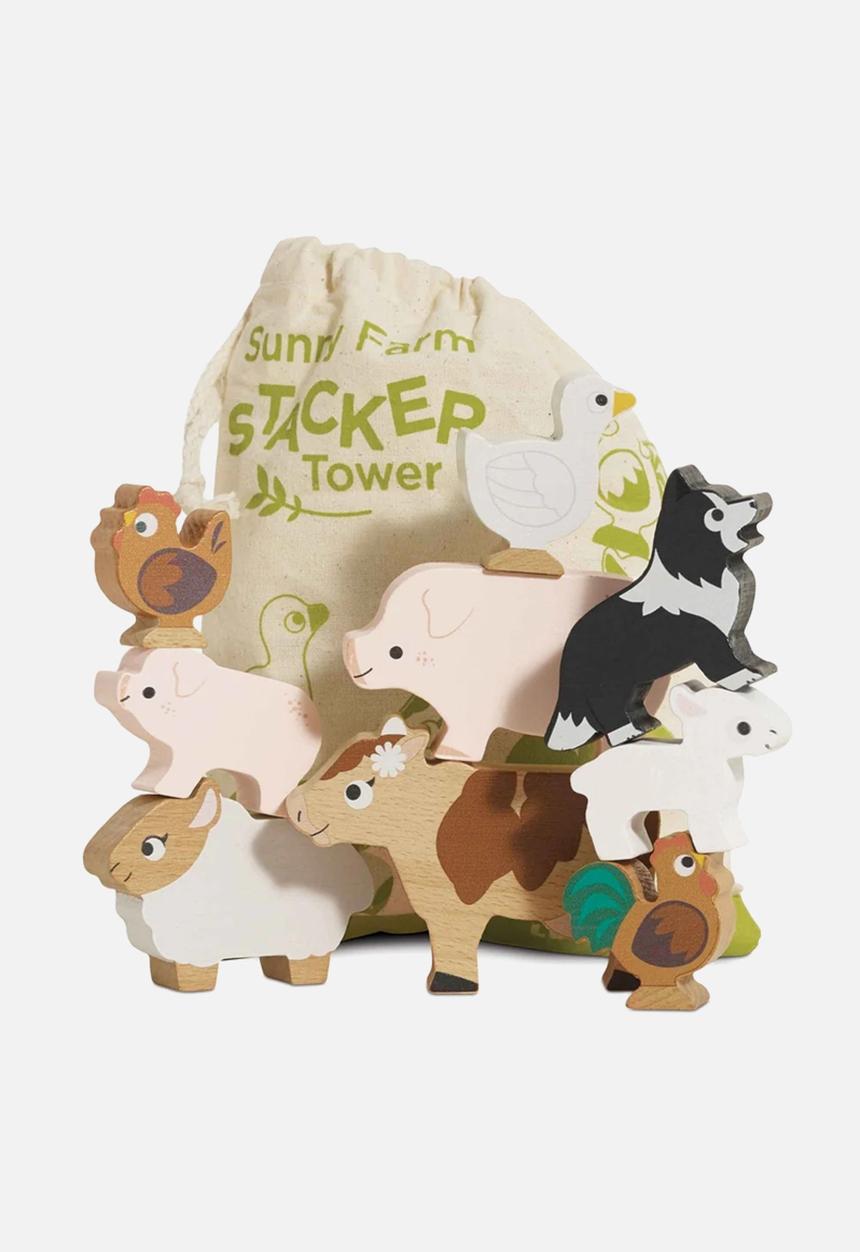 Le Toy Van - Wooden Farmyard Stacking Animals & Bag 10pcs - multi