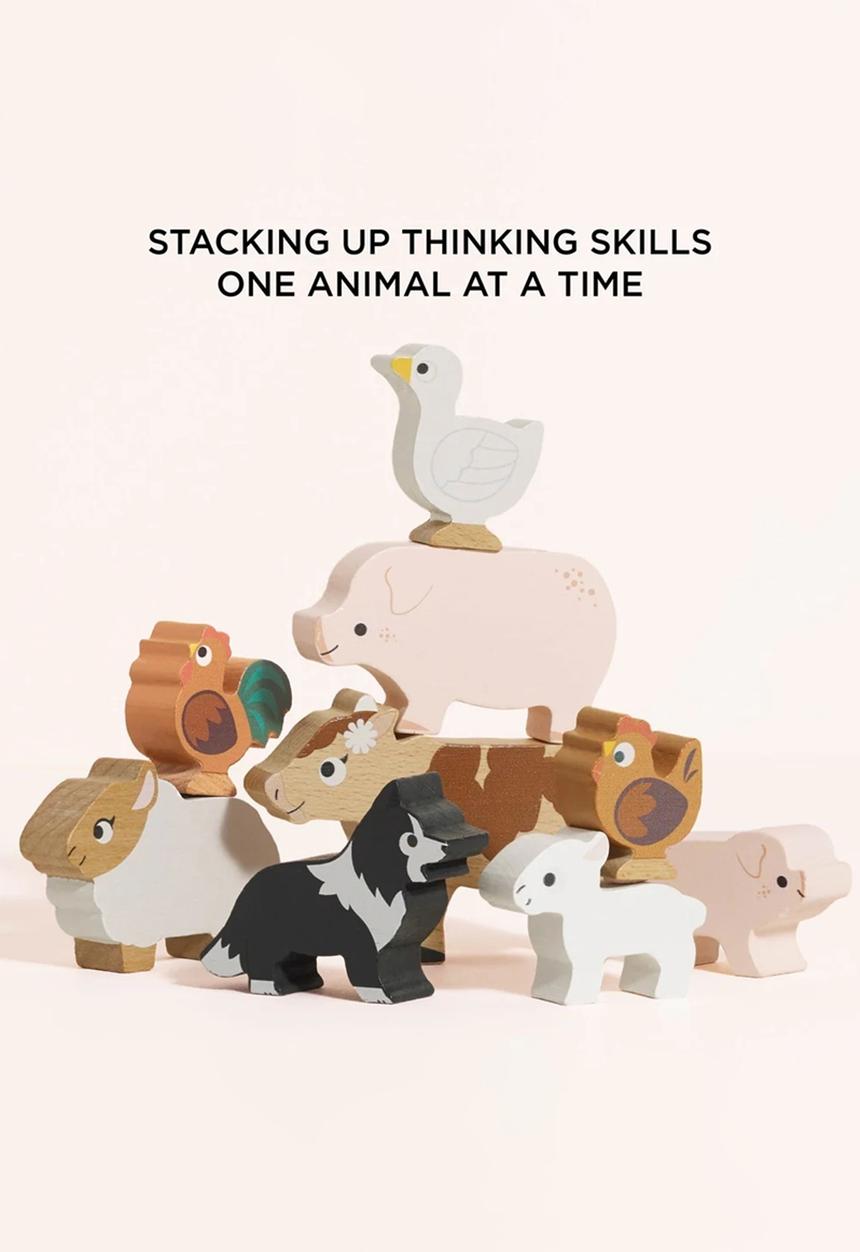 Le Toy Van - Wooden Farmyard Stacking Animals & Bag 10pcs - multi