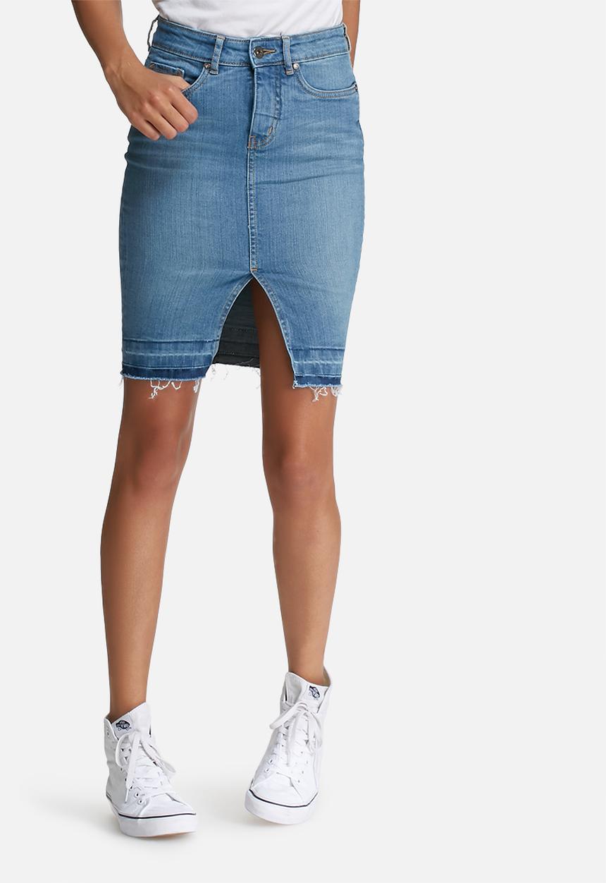dailyfriday - Raw hem denim pencil skirt