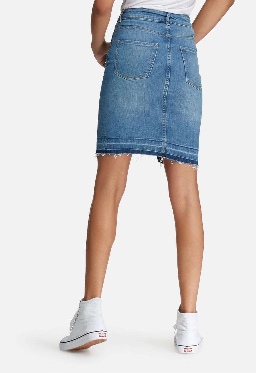 dailyfriday - Raw hem denim pencil skirt