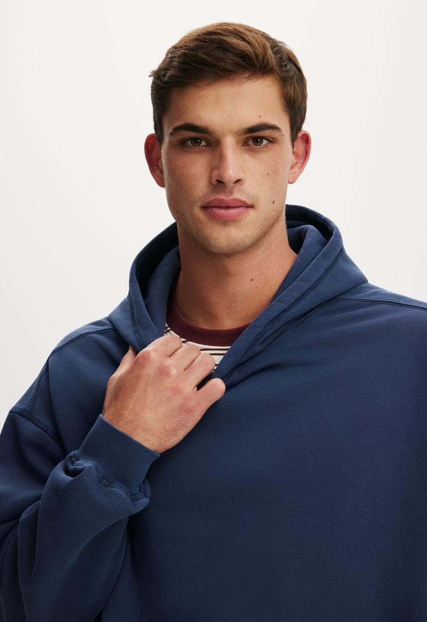Cotton On - Box Fit Hoodie - Indigo Wash