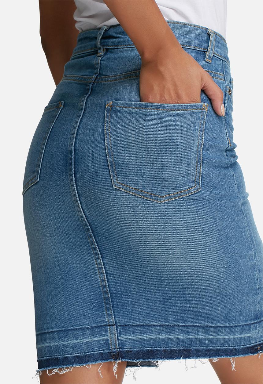 dailyfriday - Raw hem denim pencil skirt
