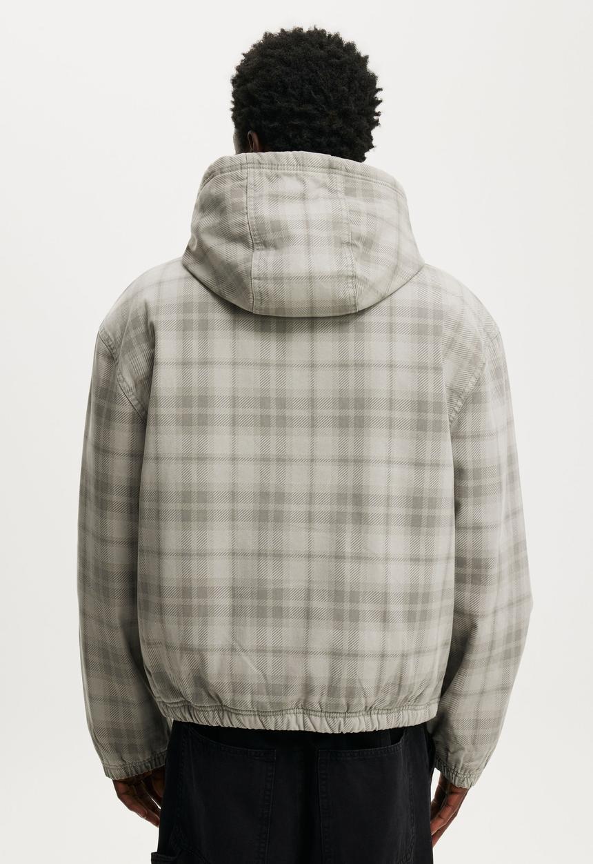 Cotton On - Cropped Hooded Bomber - Grey Check