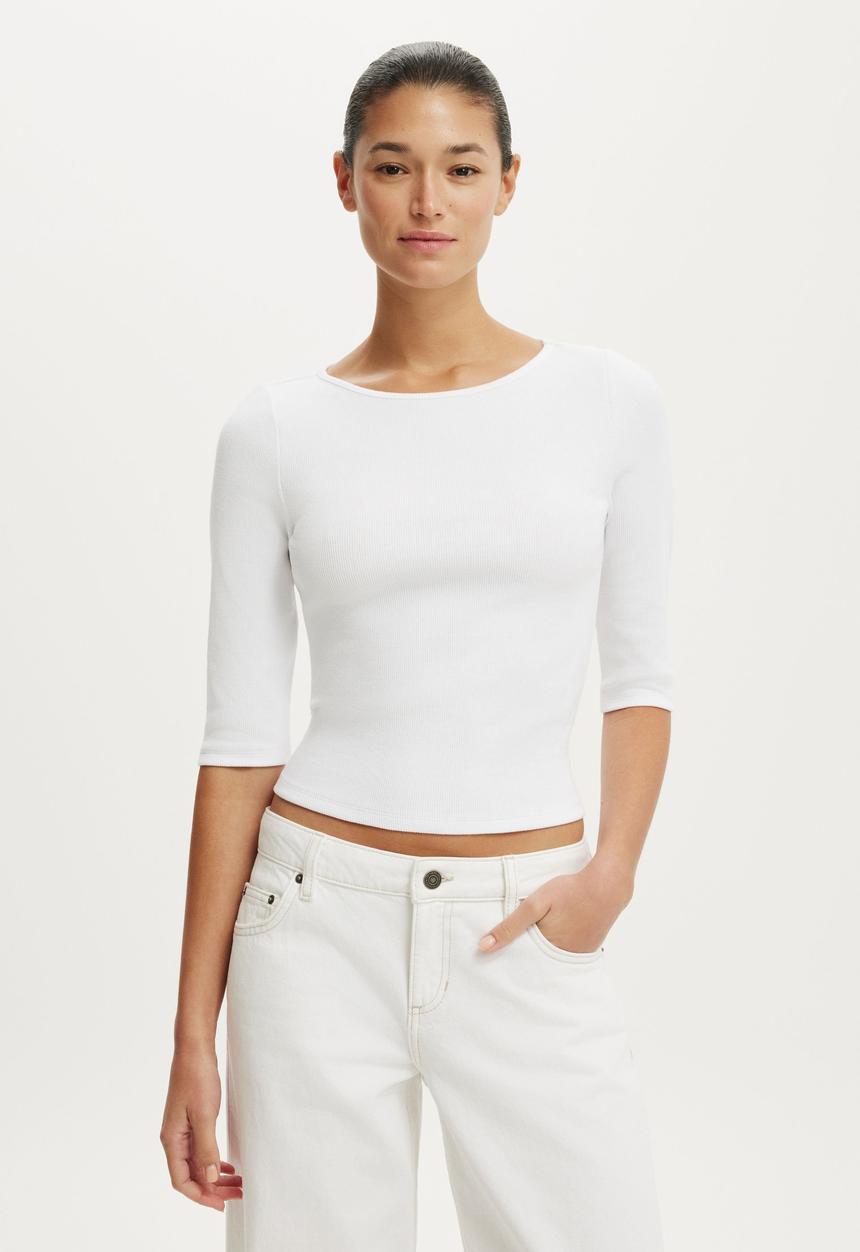 Cotton On - Byron 3/4 sleeve - white