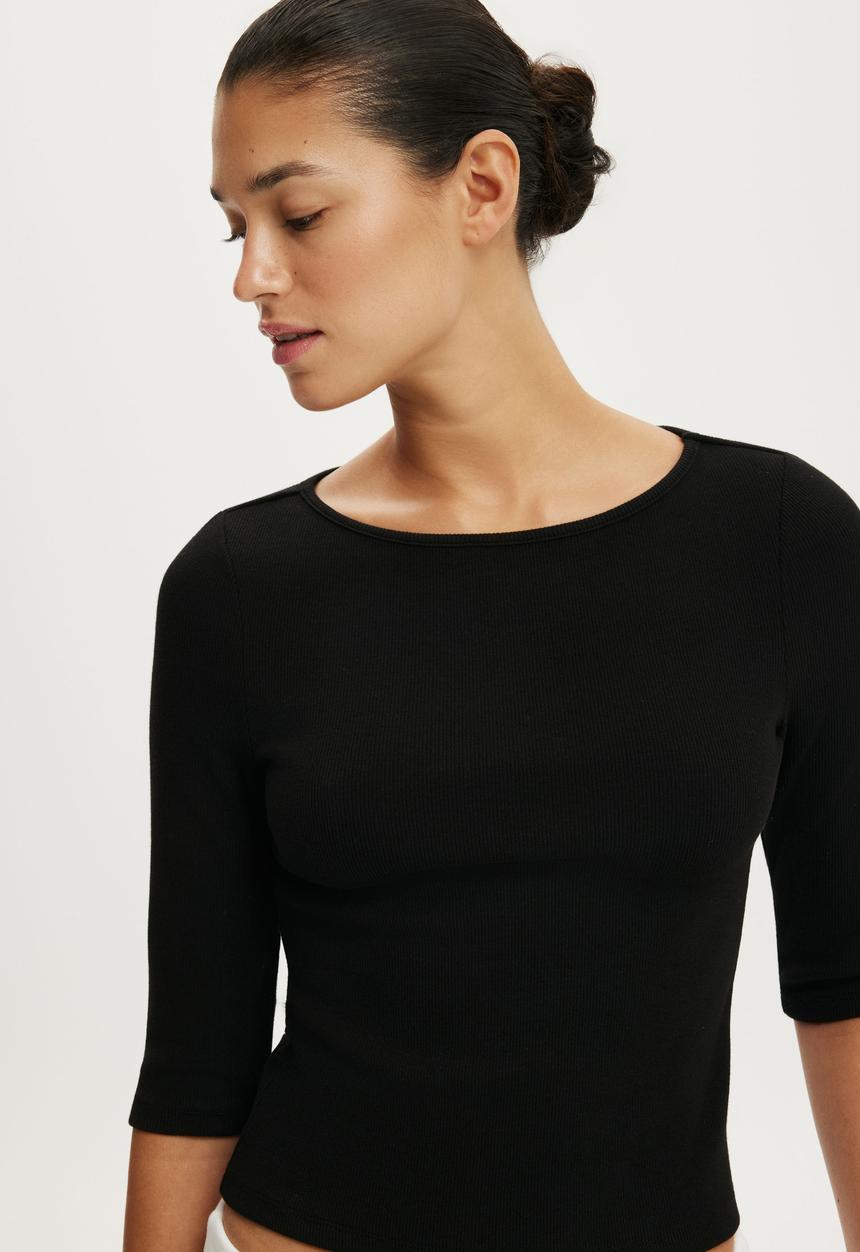 Cotton On - Byron 3/4 sleeve - black