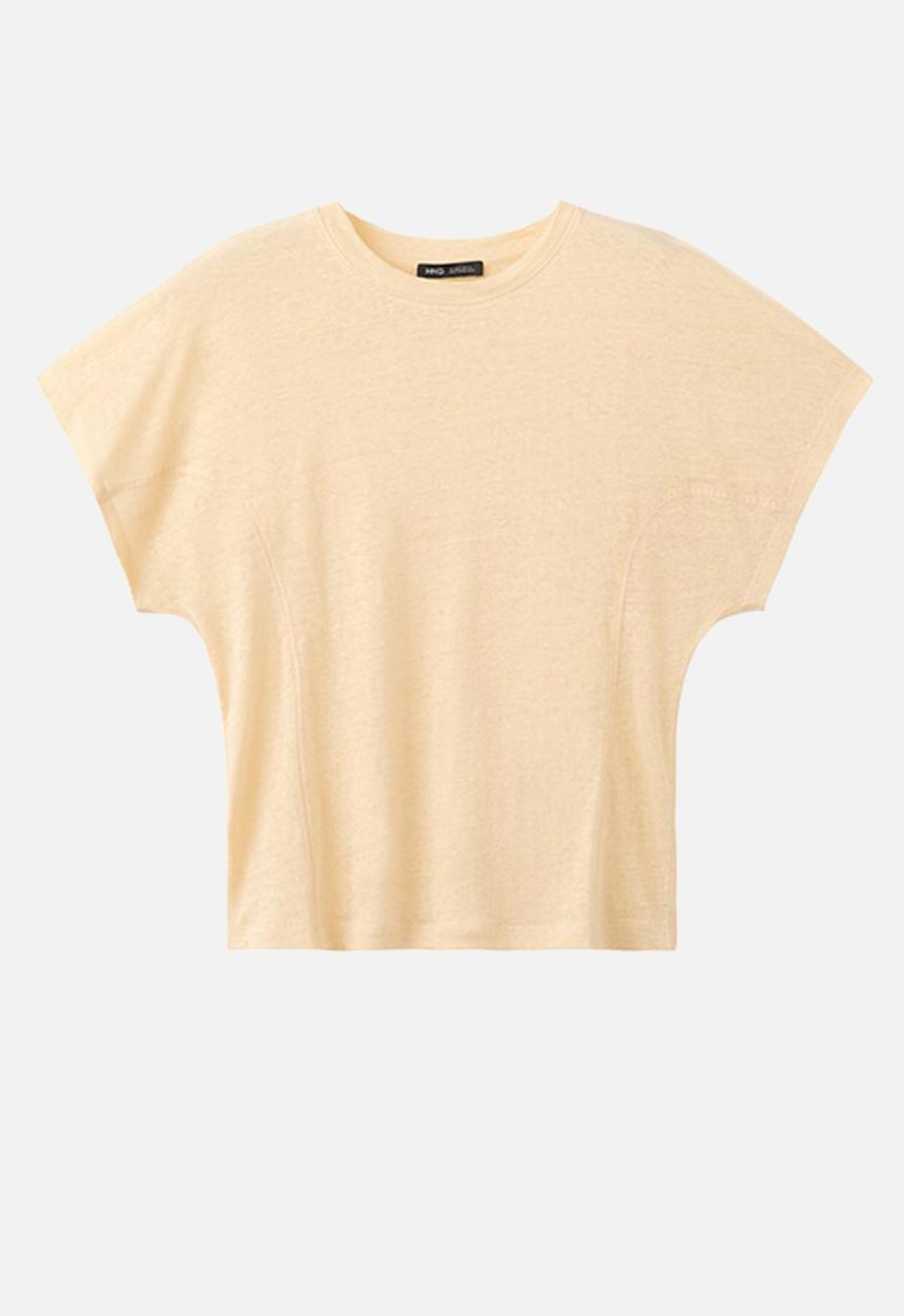 MANGO - T-shirt linu - light/pastel yellow