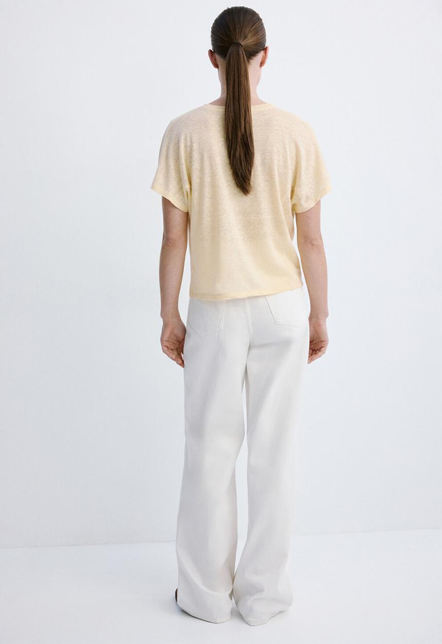 MANGO - T-shirt linu - light/pastel yellow