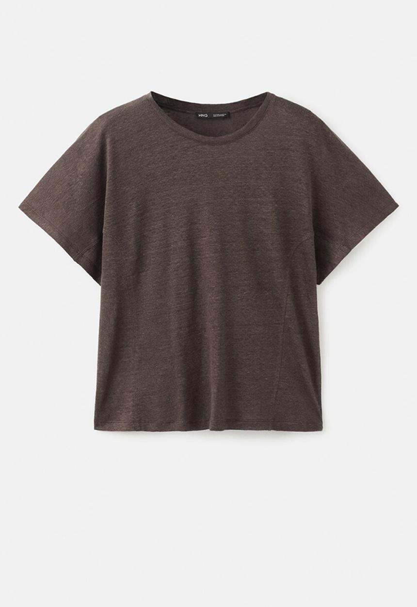 MANGO - T-shirt linu - brown