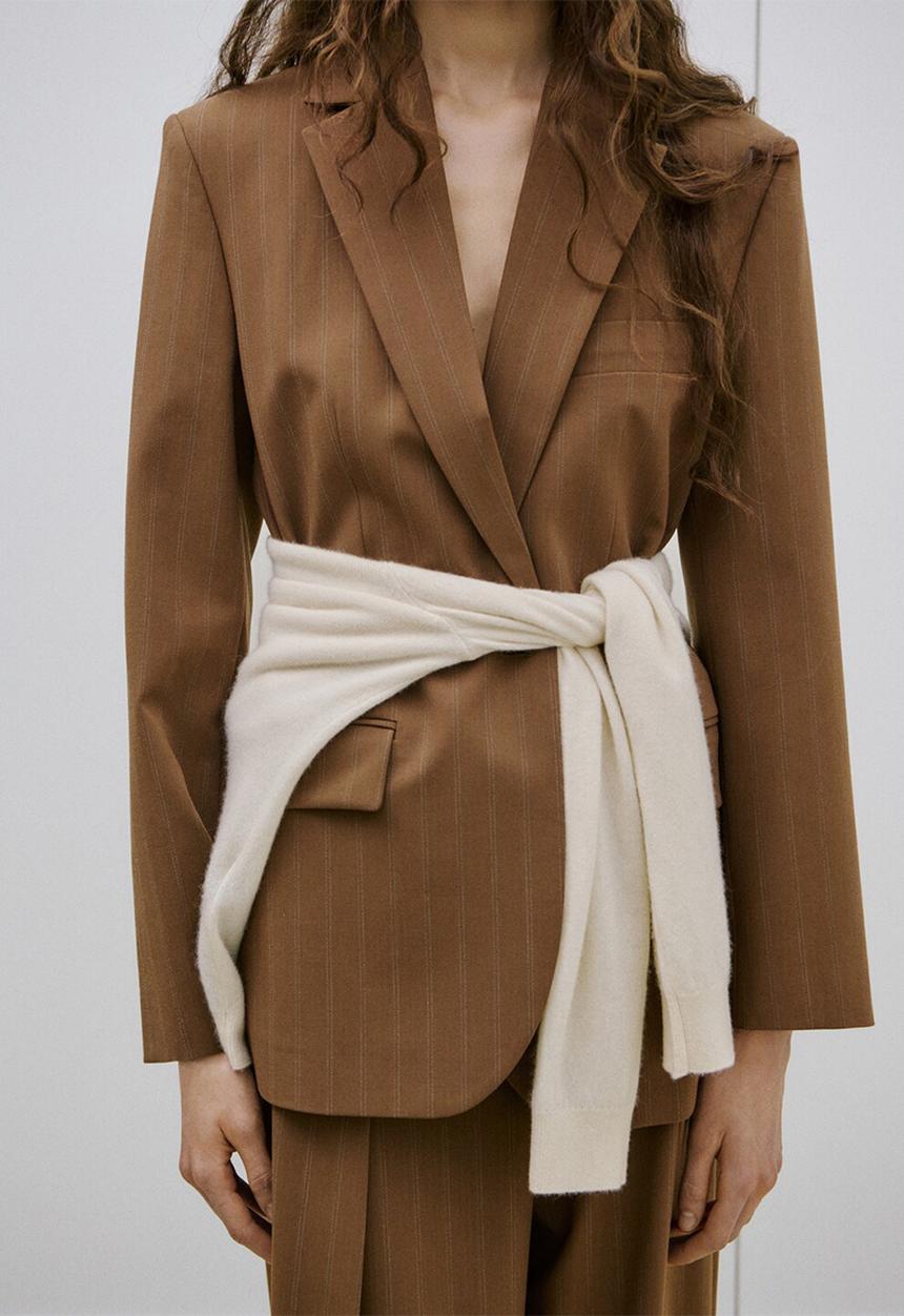 MANGO - Blazer systeck- dark brown