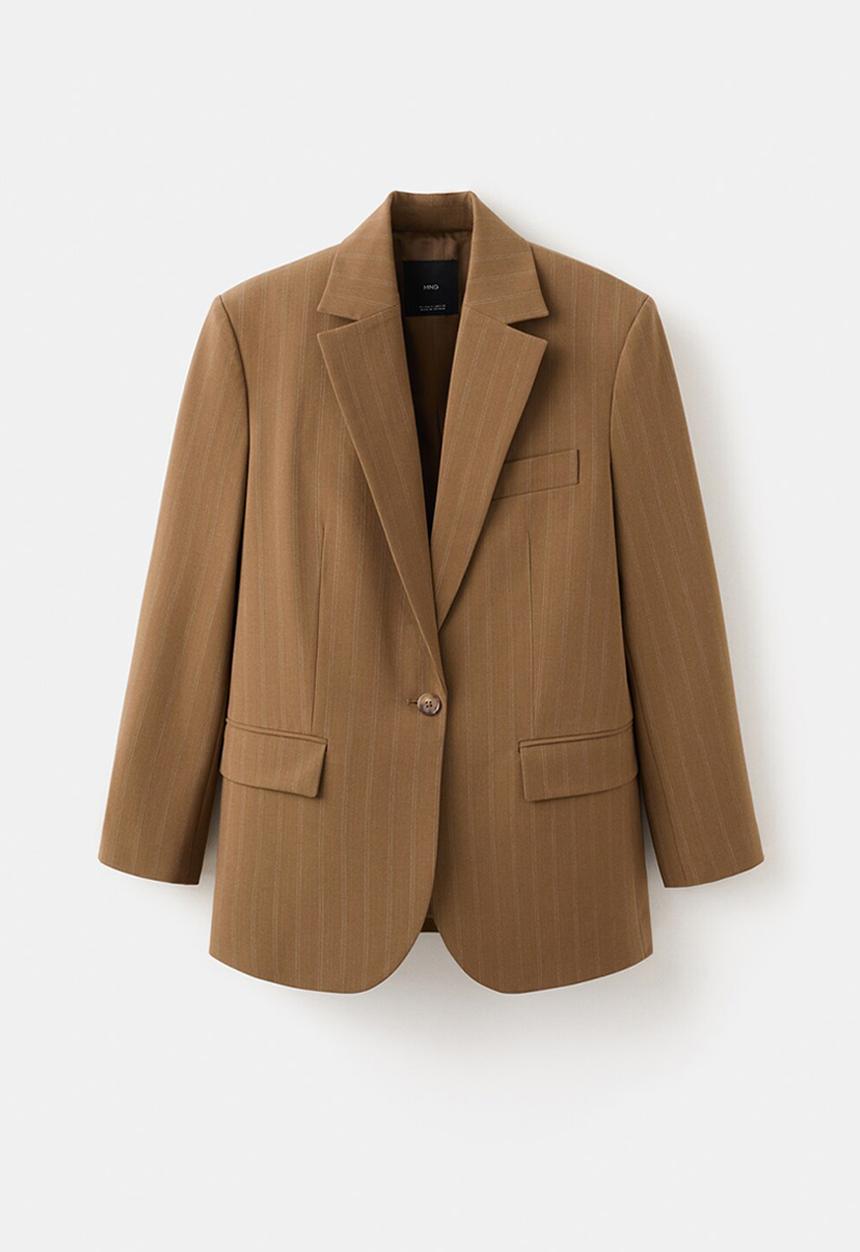 MANGO - Blazer systeck- dark brown
