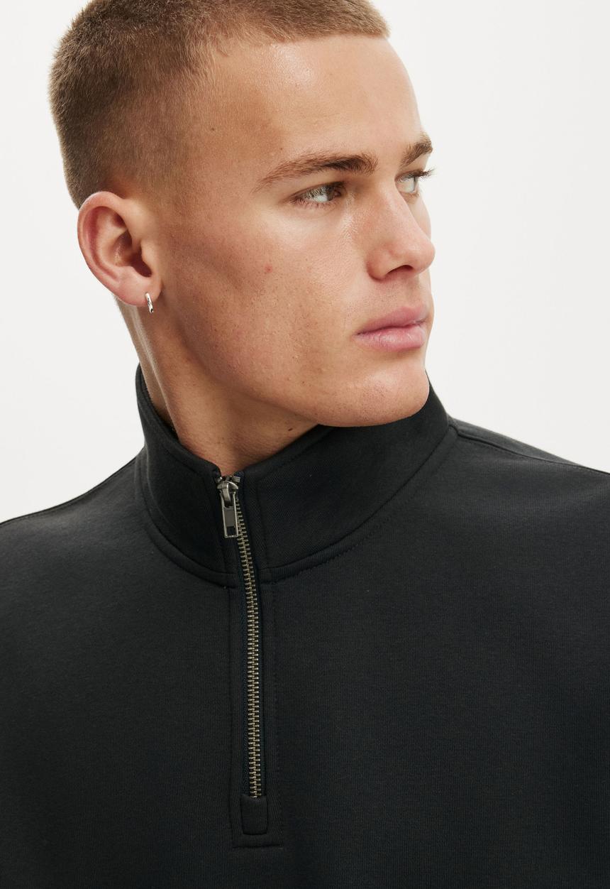 Cotton On - 1 4 Zip Fleece - Black