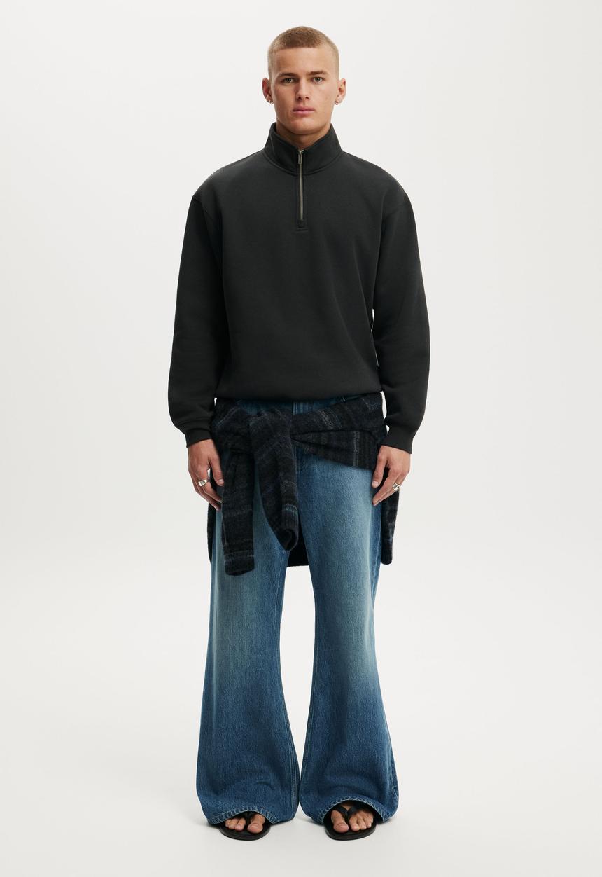 Cotton On - 1 4 Zip Fleece - Black