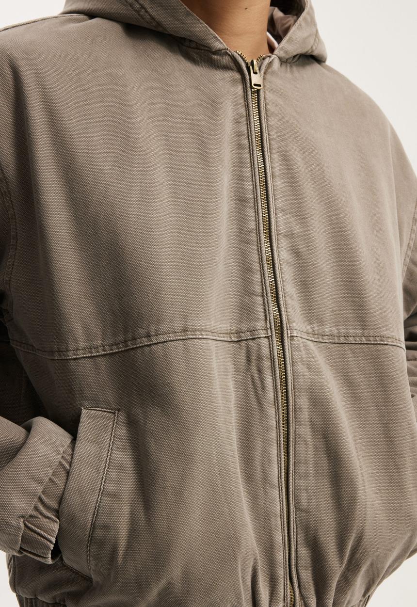 Cotton On - Cropped Hooded Bomber- Washed Chocolate