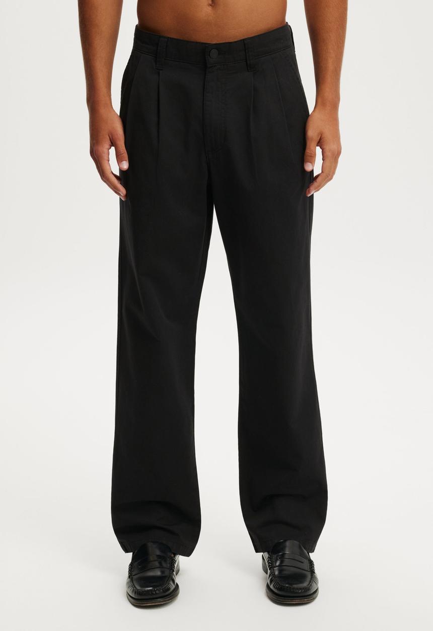 Cotton On - Baggy Pleated Pant - Black