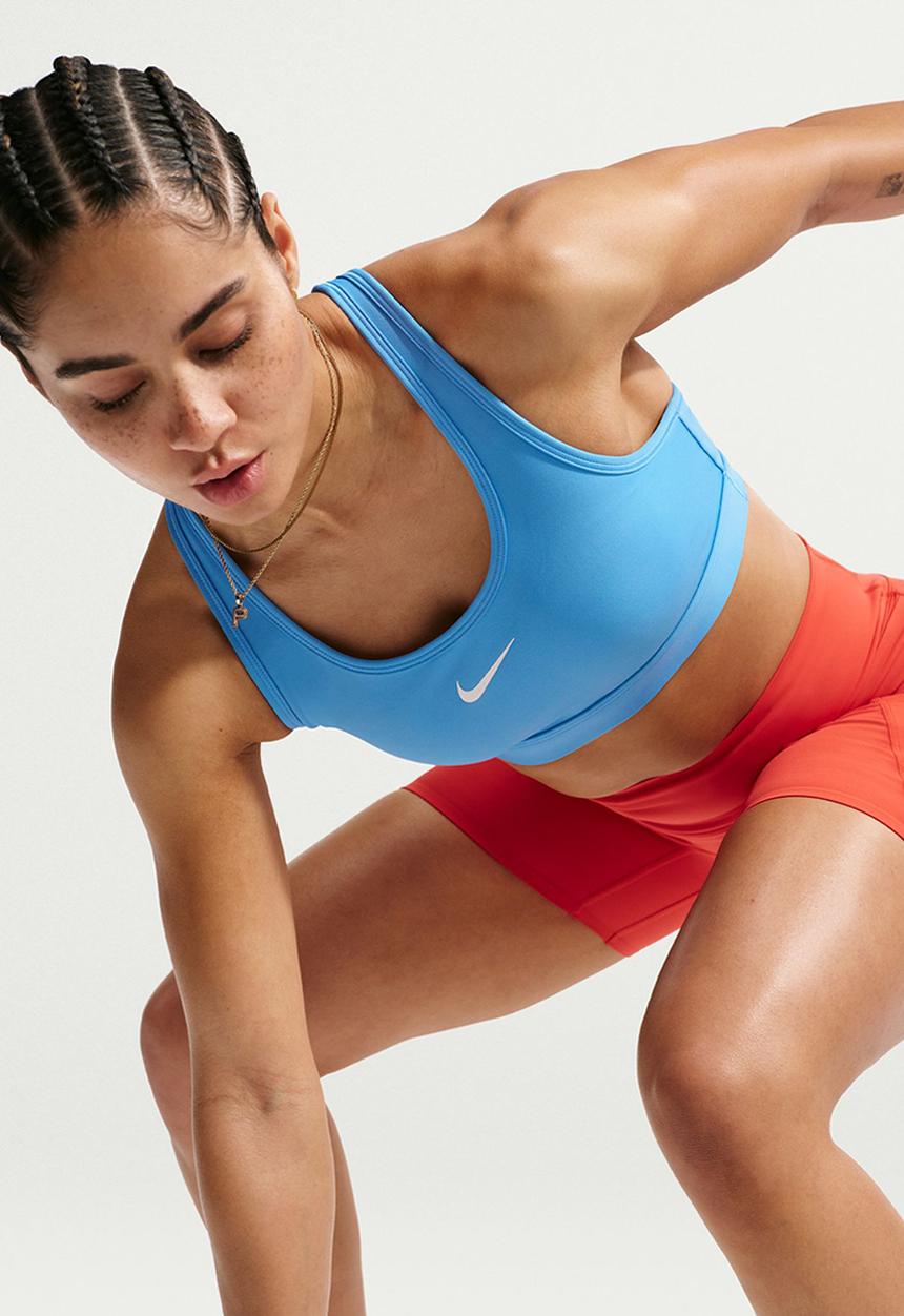 Nike - W Nk Swsh Med Spt Bra - University Blue/University Blue/White