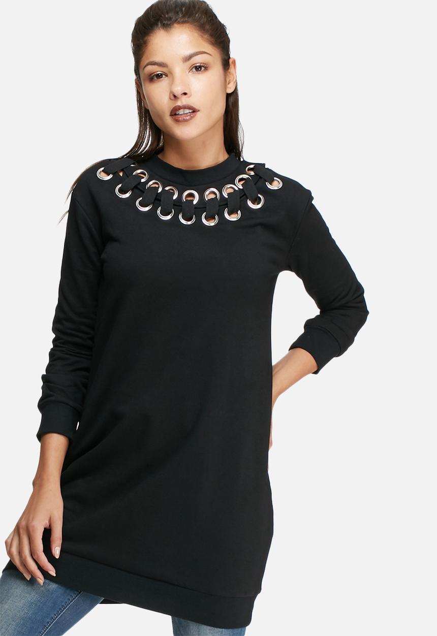 Glamorous - Eyelet detail longline top 