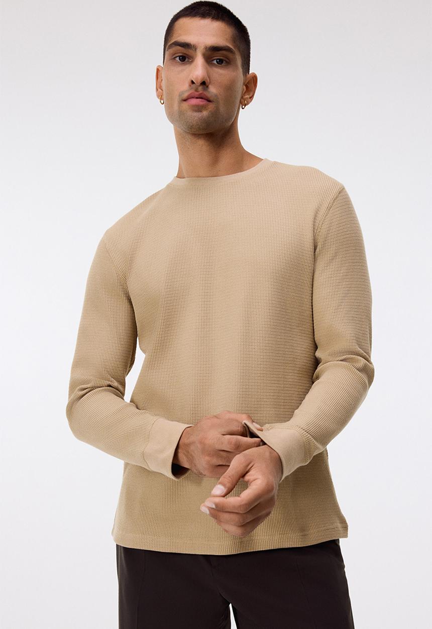 H&M - Slim fit waffled jersey top - beige