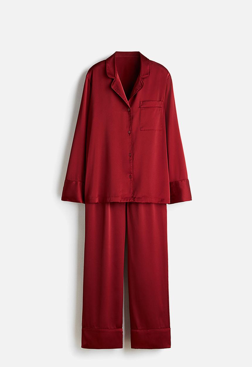 H&M - Satin pyjamas - dark red