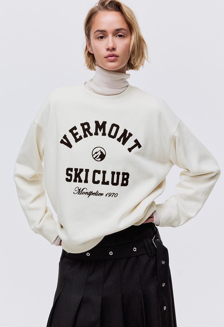 H&M - Text-motif sweatshirt - cream/vermont
