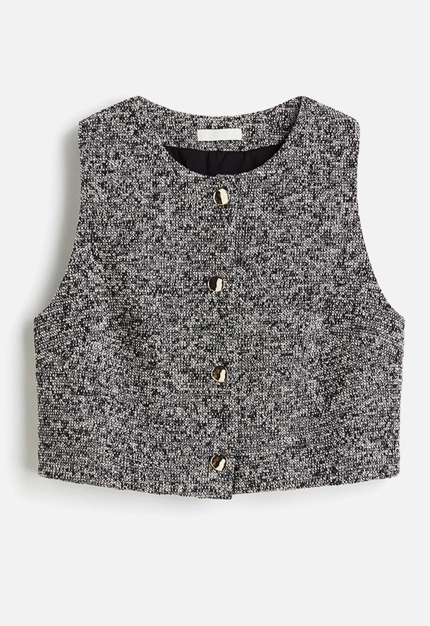 H&M - Textured jersey waistcoat - black marl