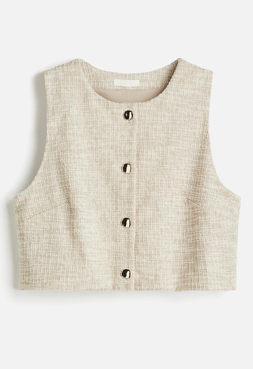 H&M - Textured jersey waistcoat - light beige marl