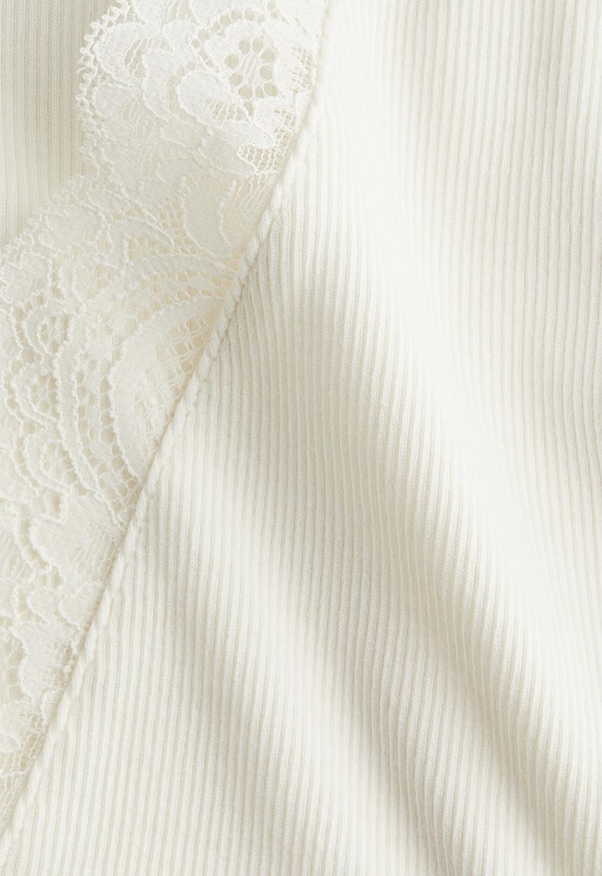 H&M - Lace-trimmed top - white