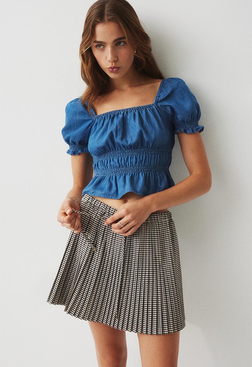 H&M - Smocked blouse - denim blue